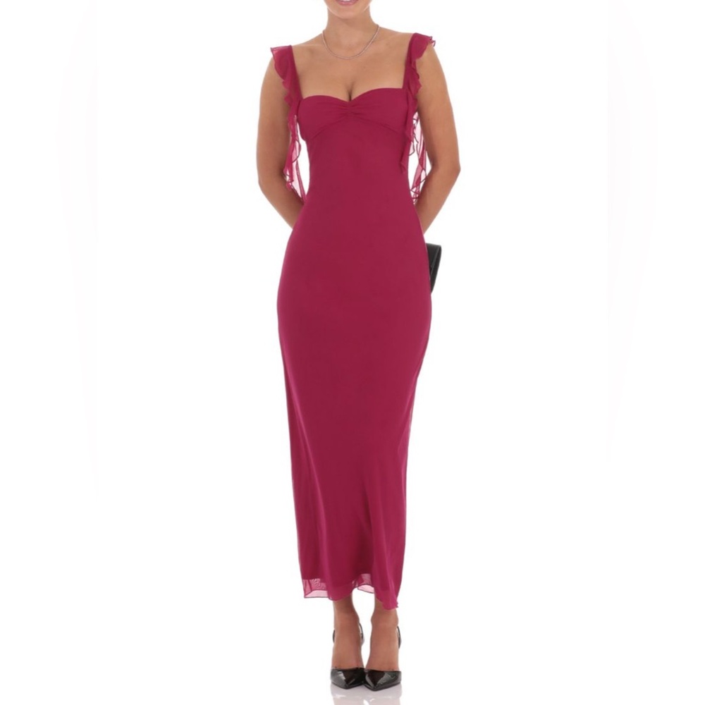 Lucy in the Sky Tassel Strap Maxi Dress in Magenta